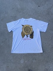 Vintage 90s Sunflower Wildlife Nature Art Graphic White T Shirt Size XL