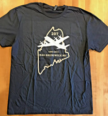 NEW NAVAL AIR STATION BRUNSWICK, MAINE T-SHIRT NAVY BLUE SIZE LARGE NASB ME 207