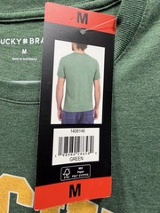 Lucky brand men’s t shirt medium green logo cotton polyester rayon new with tag