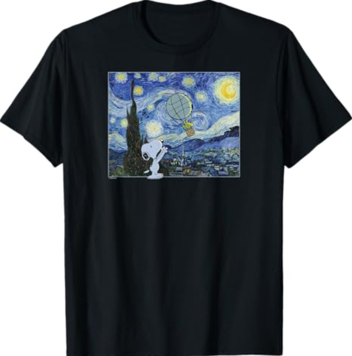 Starry Night Snoopy & Woodstock Balloon T-Shirt