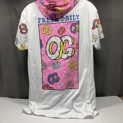Fresh Laundry Donut OG Hooded T‑Shirt Men’s M White Pink Blue Cotton Blend 18×28