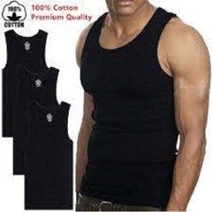 6 Packs Men’s White/Black A-Shirts, “100% Cotton TANK TOP “