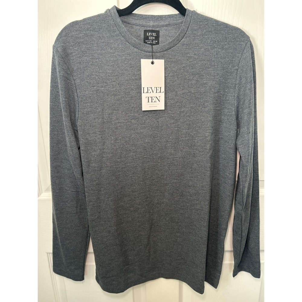 NWT Level Ten Long Sleeve Knit Shirt Casual Everyday Top Navy Small
