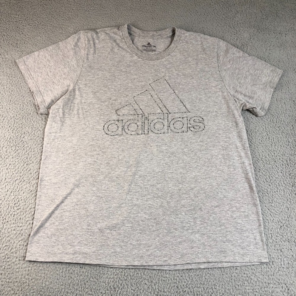 Adidas Shirt Mens XL Gray Solid Graphic Logo Print Amplifier Tee Sportswear