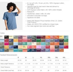 9 Comfort Colors Garment-Dyed Heavyweight T-Shirt 1717 M 100% Cotton