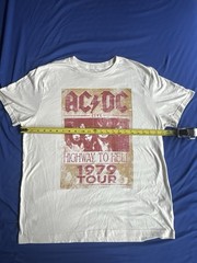 AC/DC Graphic T-Shirt Mens Large Cream Highway To Hell 1979 Tour Rock Band Tee