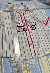 Looney Tunes Baseball Jersey Bugs Bunny Thats All Folks Logo XXL White Red Black