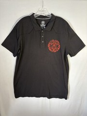 American Fighter Polo Shirt Mens L/XL Black Red Graphic MMA Streetwear Buckle