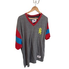 Lions Crest English Laundry V-Neck T-Shirt Mens 3XL Heather Gray Red Blue