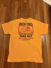 Fresh Vibes San Juan Bautista Better Than Authentic Take Out Yellow Tee Large
