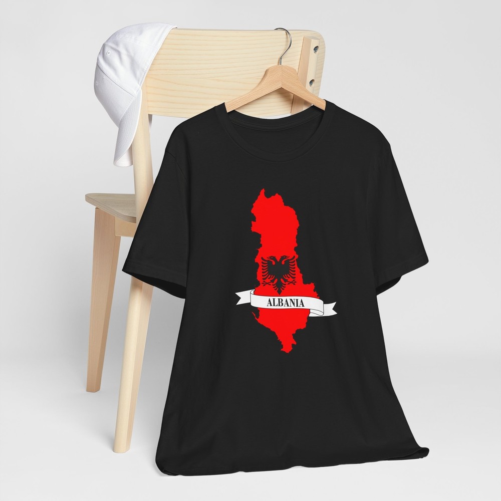 Unisex Jersey Short Sleeve Tee – Albania flag map