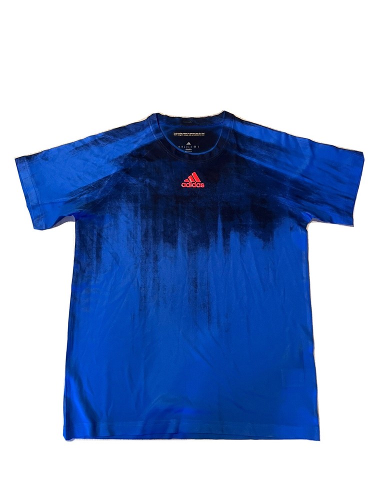 Adidas Climalite Mens Size Medium Ultimate Tee Crew-Neck Black And Blue T-shirt