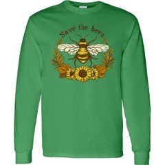 Inktastic Grunge Save The Bees Long Sleeve T-Shirt Owner Cute Farmer Keeper Kind
