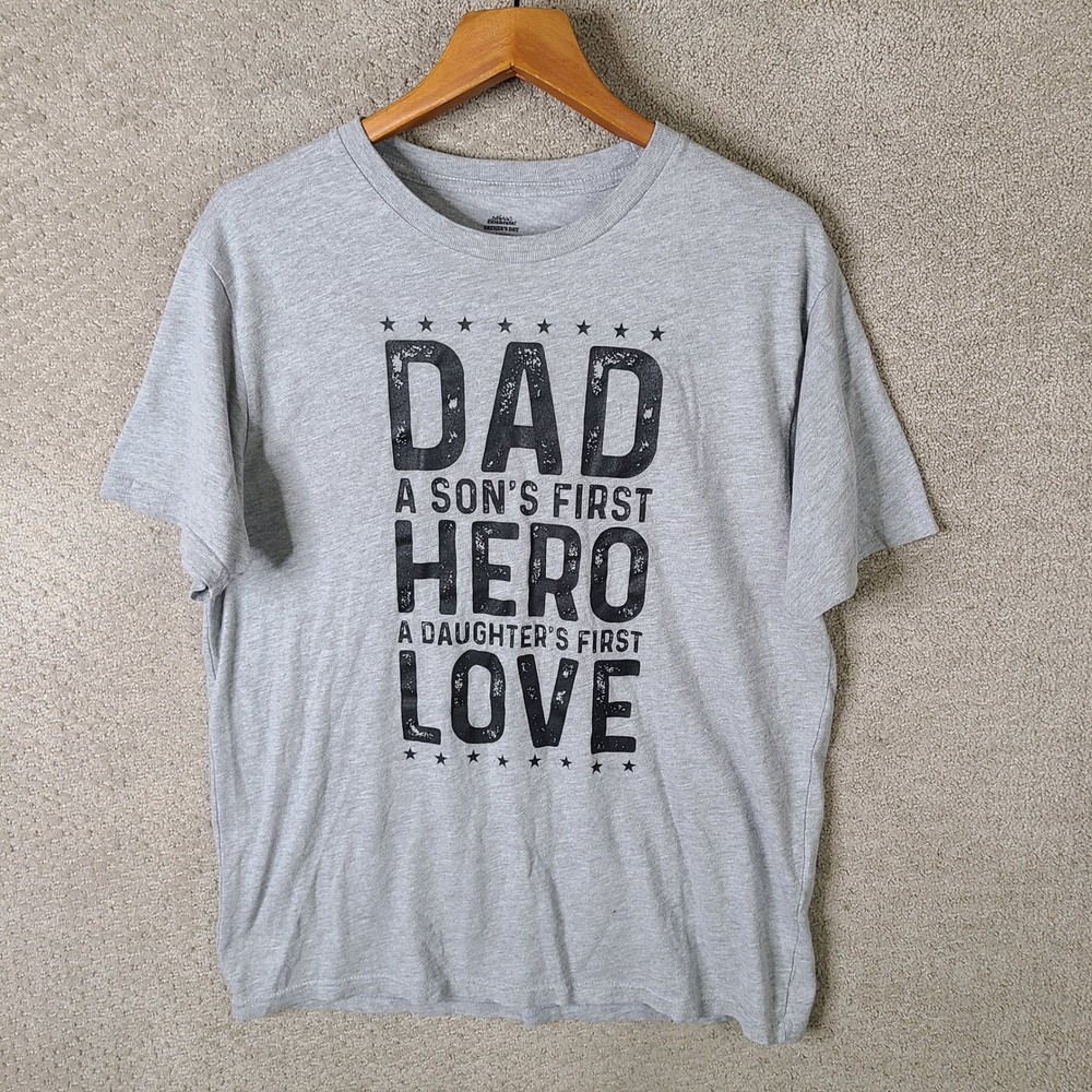 Way To Celebrate Shirt Mens L Gray Fathers Day Cotton Blend Short Sleeve Casual