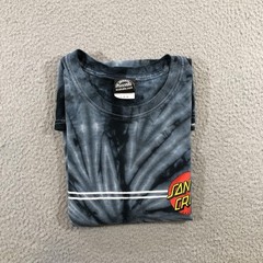 Santa Cruz Shirt Mens Large Black Grey Tie Dye Skateboards Logo Tee Cotton