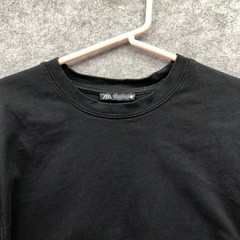 Zara Long Sleeve T Shirt Mens S Crewneck Cotton Cuff Sleeves Solid Basic
