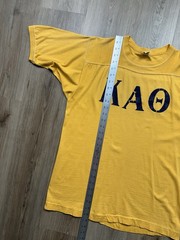 60s VINTAGE Kappa Alpha Theta Fraternity Yellow Cotton Jersey Shirt Size Medium