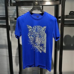 New Fashion Trend Leopard Hot Diamonds Rhinestones Summer Luxury Men T-Shirt