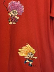 VTG 90s Hand painted Treasure Trolls Red T-shirt Size Large