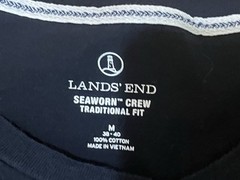 Lands’ End Seaworn Crew Traditional Fit T-Shirt Black Men’s M 38-40