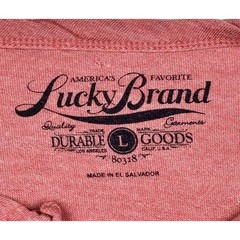 Lucky Brand Mens Short Sleeve Henley T-Shirt Faded Red Heathered Size L 80318