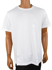 Alfani Mens T-Shirt New XL White Crew Neck Short Sleeve Stretch Knit Self Design