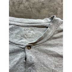 Carhartt Shirt Mens 3XL Short Sleeve Henley Crew Neck Buttons Gray Pocket