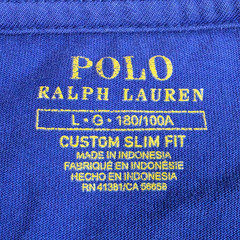 Polo Ralph Lauren T-Shirt Mens Large Blue Custom Slim Fit Crew Neck Long Sleeve