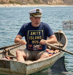 JAWS Mens Amity Island 1975 Population 5273 Shark Terror Movie Shirt New S, M