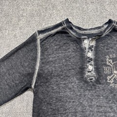 Y2K Long Sleeve Shirt Men’s Large Nobility Motors Grunge 1/4 Button Up Black