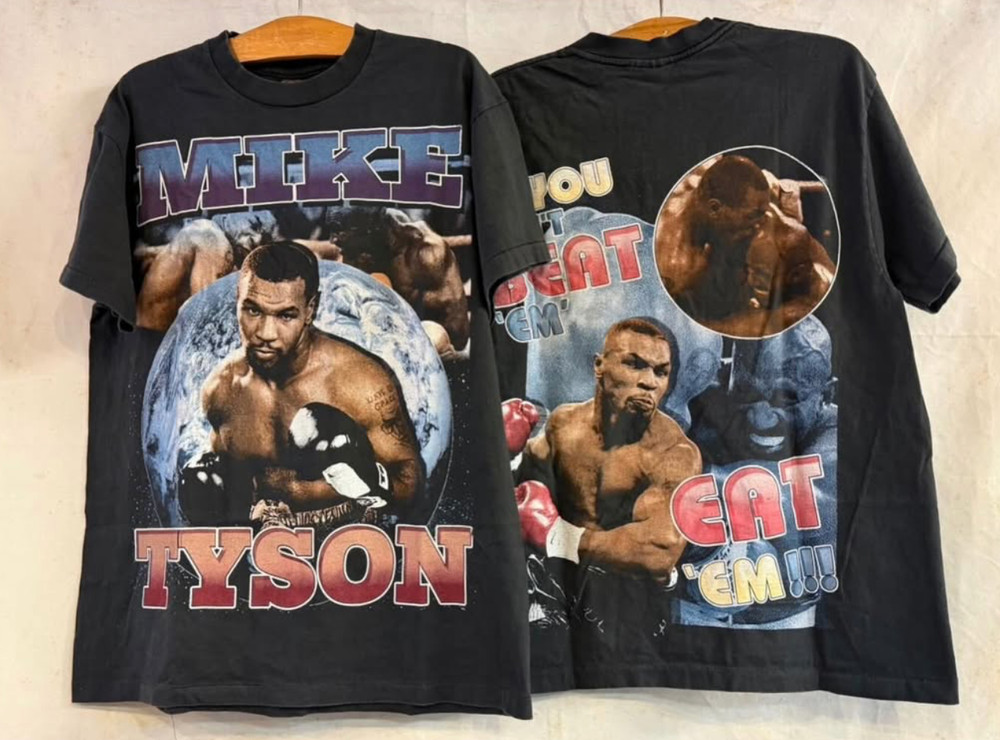 Vintage Mike Tyson If You Can’t Beat Em Eat Em Bite Fight 90s Sz.L Shirt REPRINT