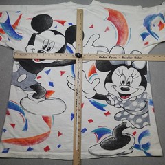 Vintage Disney Mickey Minnie Shirt Mens XL White All Over Print Jerry Leigh 90s