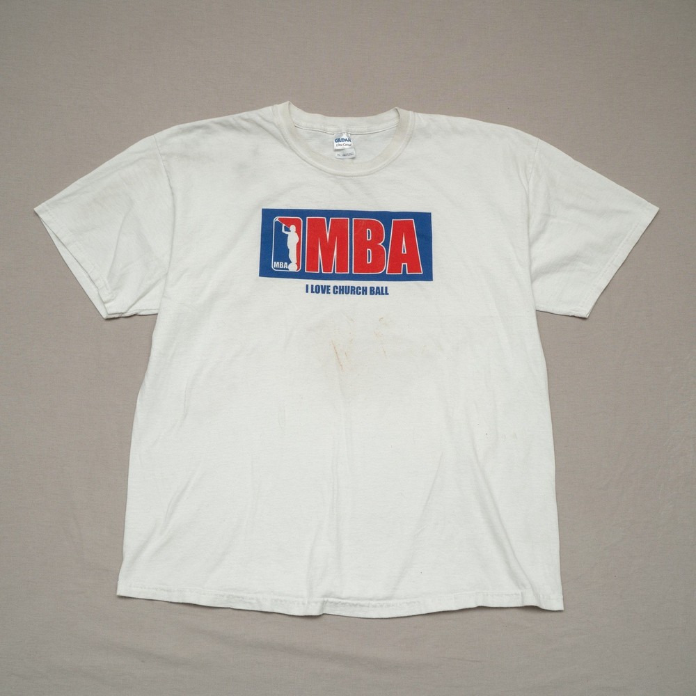 Y2k 2000s MBA Mormon Basketball Parody Moroni Parody Shirt XL White Distressed