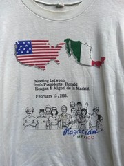 Vintage 1988 Ronald Reagan & Miguel de la Madrid Meeting Mazatlan Mexico T-Shirt