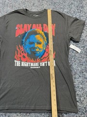 Halloween II Firey Mask Graphic T-Shirt Men’s Medium Charcoal Slay All Day New