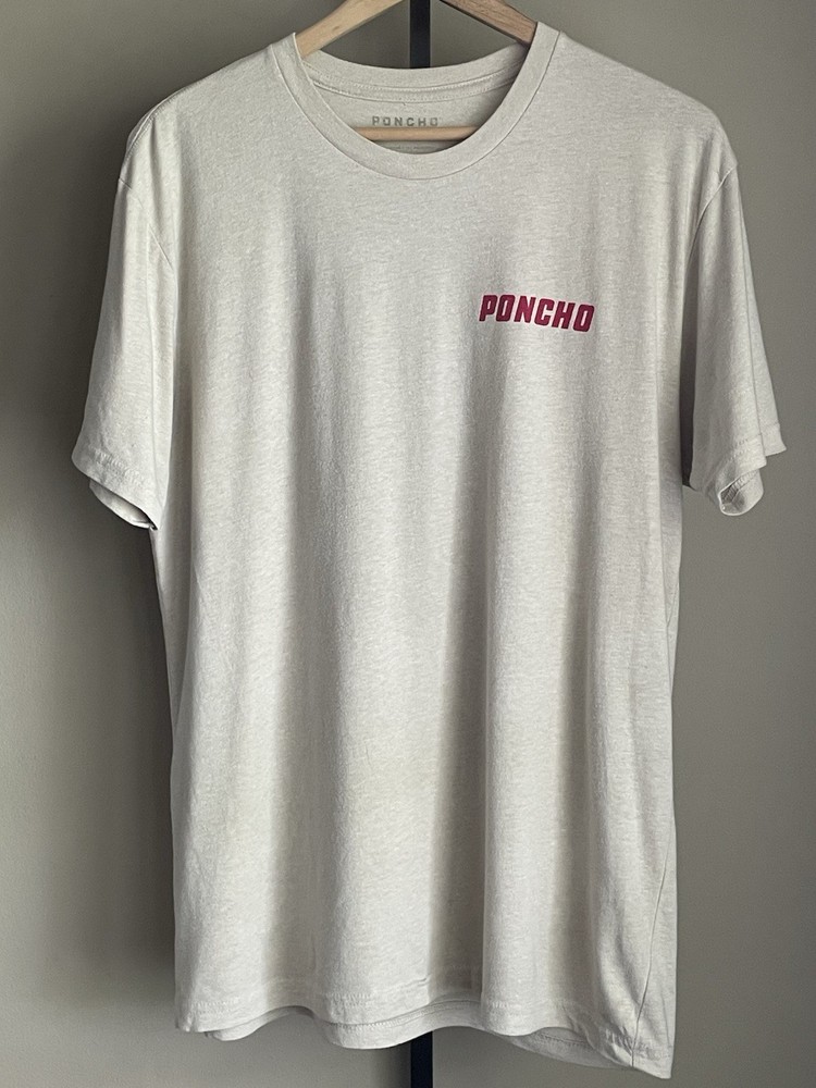 Poncho T-shirt Men’s Large Beige Short Sleeve Stretch Outdoors Fish