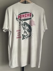 Poncho T-shirt Men’s Large Beige Short Sleeve Stretch Outdoors Fish