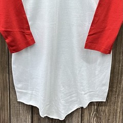 Vintage Russell Athletic Raglan 3/4 Sleeve Baseball Shirt USA Made Red White XL