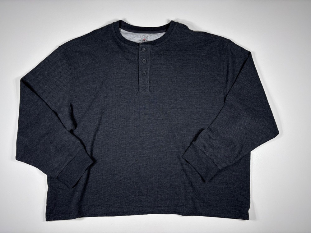RedHead Thermal Men 2XL Dark Gray Henley Waffle Knit Outdoor Casual Shirt