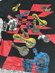Chess Pieces Request Adult Size Large Vinyl Print T-Shirt Rare