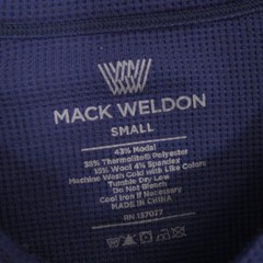 Mack Weldon WARMKNIT Waffle Henley Shirt Mens Small Navy Performance Wool Blend