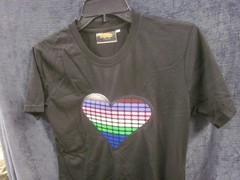 Heart LED Panel Light Up T Shirt Sound Activated Disco Fun DJ Party Rave Size S
