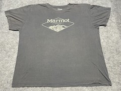 Marmot Distresed Gray Organic COtton 2XL Outdoors Hike Climb Trail Travel Shirt