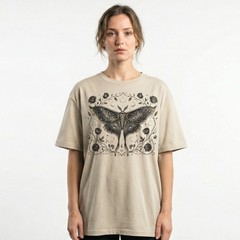 Luna Moth Galaxy Roses T-Shirt Gothic Witchy Celestial Boho Night Sky Gift Tee