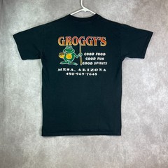 VINTAGE Groggys Pool Team Shirt Adult Medium Black Tee Billiards Frog Graphic