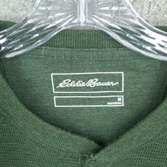 Eddie Bauer Thermal Henley Shirt Mens Medium Green Long Sleeve