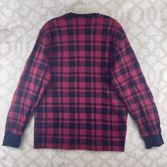 Polo Ralph Lauren Mens Red Black Buffalo Plaid Waffle Knit Thermal Shirt Large