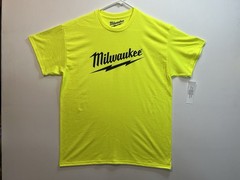 Milwaukee Neon T-Shirt (New Condition) M18 Battery Heavy Duty Power Tools Tee