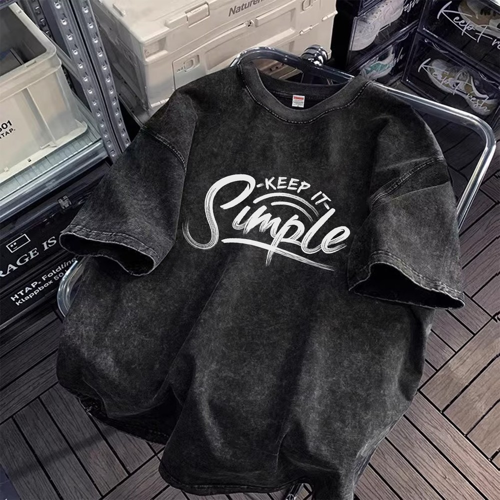 Vintage Letter Print T-Shirt 100% Cotton Oversized Streetwear Fashion Tee