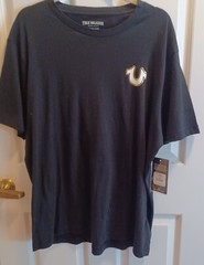 True Religion Men’s Gold Metallic Foil Logo Tee T-Shirt Size XL